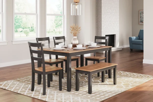 Gesthaven Dining Table with 4 Chairs and Bench